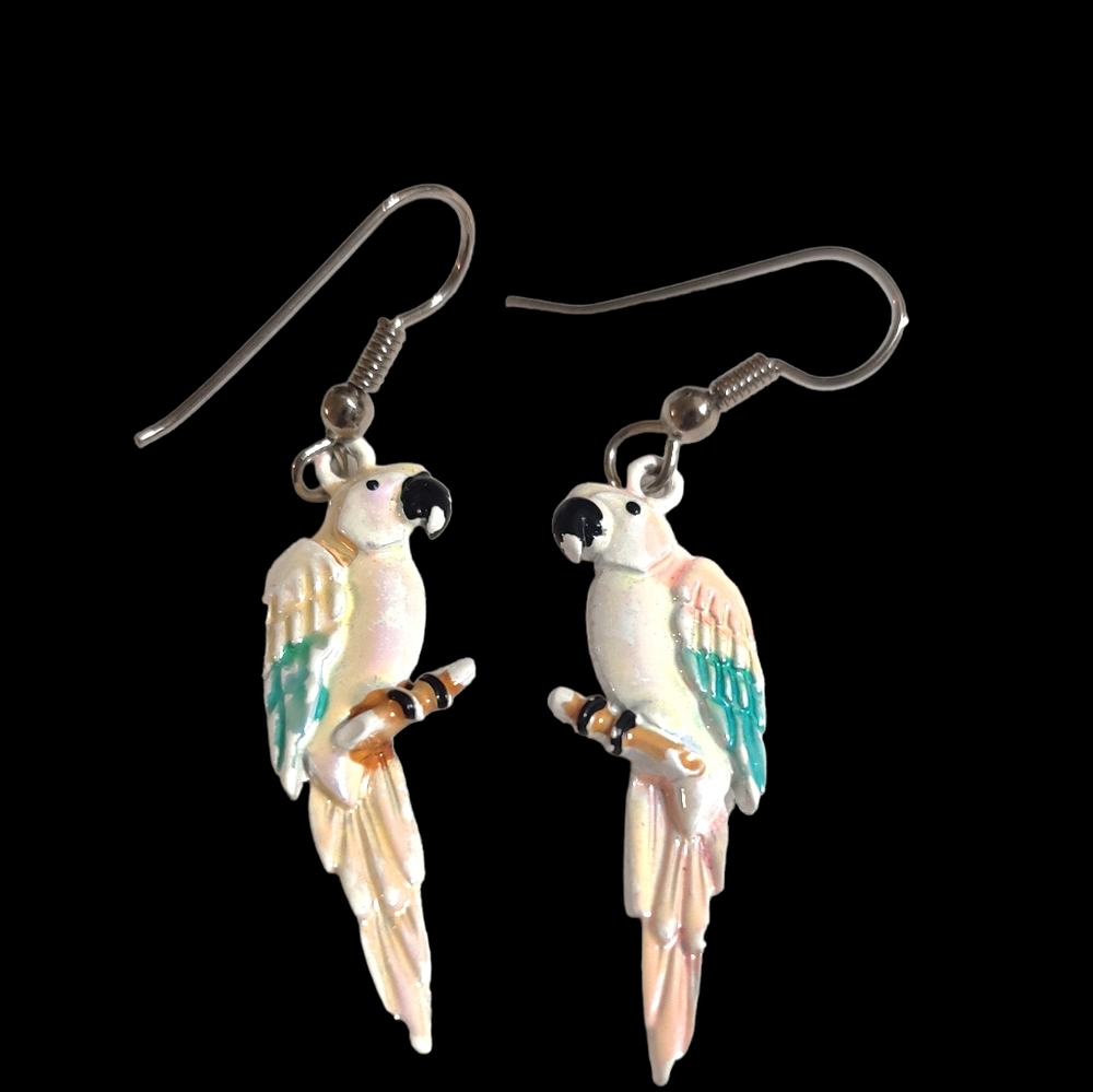 Parrot enamel earrings